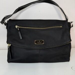 Kate Spade Blake Avenue Lyndon Crossbody Shoulder Bag‎ Purse Black Nylon Logo